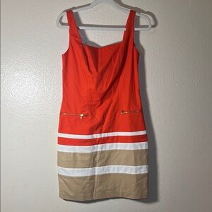 Lauren Ralph Lauren Orange and Tan Mini Dress size 2